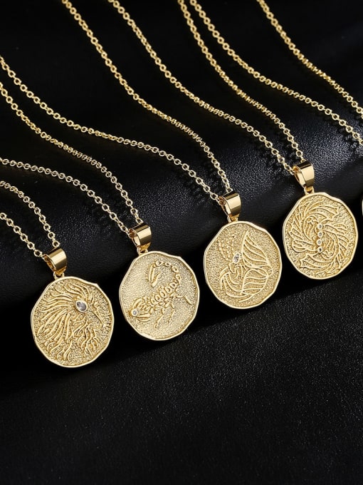 AOG Brass Constellation Vintage Round Pendant Necklace