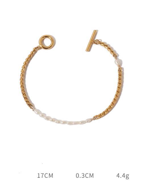 ACCA Brass Freshwater Pearl Irregular Vintage Link Bracelet 3