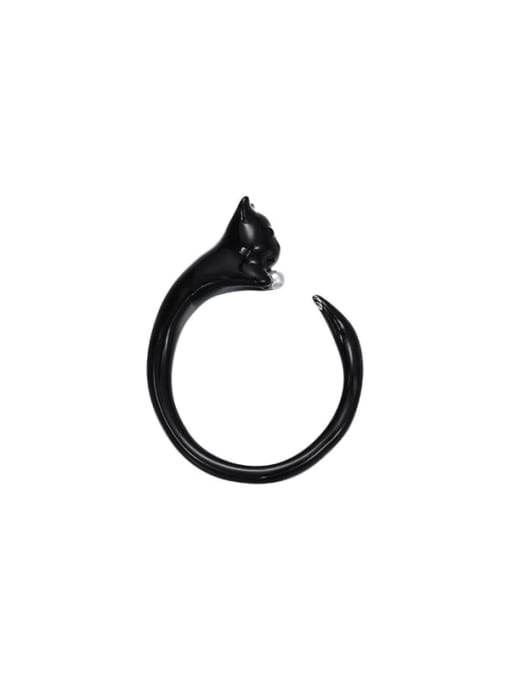 black Brass Enamel Animal Cute Band Ring