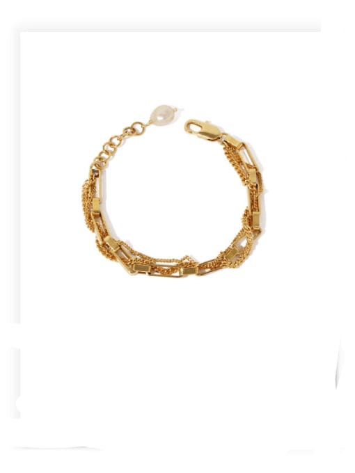 golden Brass Geometric Hip Hop Strand Bracelet