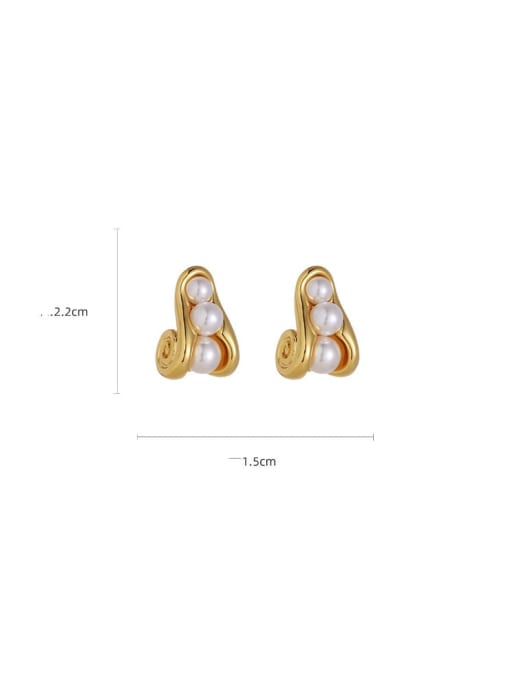 Five Color Brass Imitation Pearl Geometric Dainty Stud Earring 2