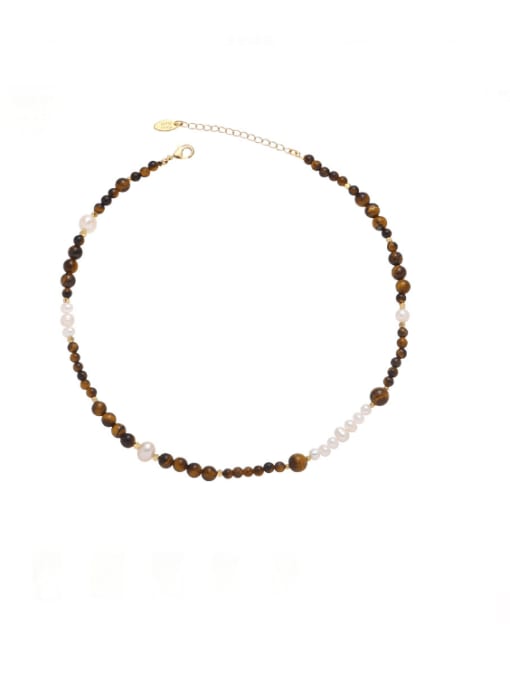 ACCA Brass Natural Stone Irregular Vintage Beaded Necklace 3