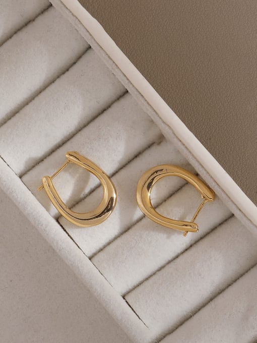 14k gold Brass Geometric Minimalist Huggie Earring