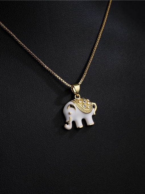 AOG Brass Rhinestone Enamel Elephant Trend Necklace 3