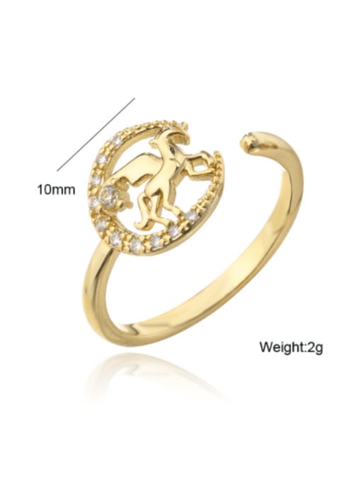AOG Brass Cubic Zirconia Horse Vintage Band Ring 1