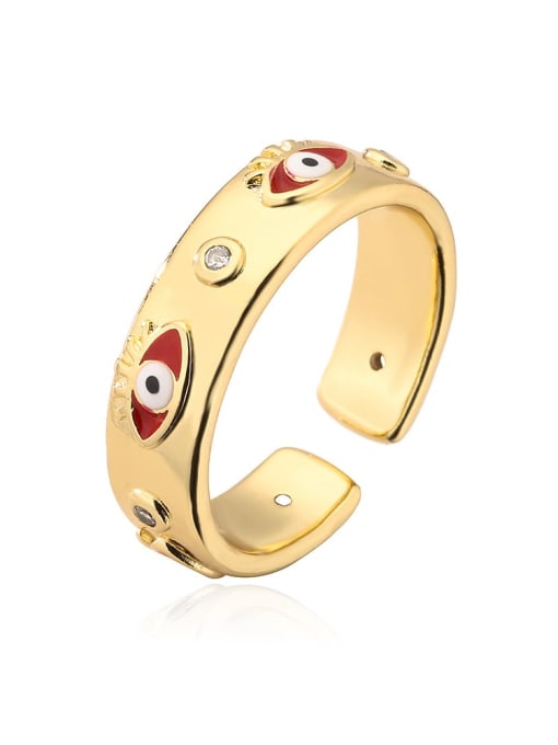 13051 Brass Enamel Cubic Zirconia Evil Eye Trend Band Ring