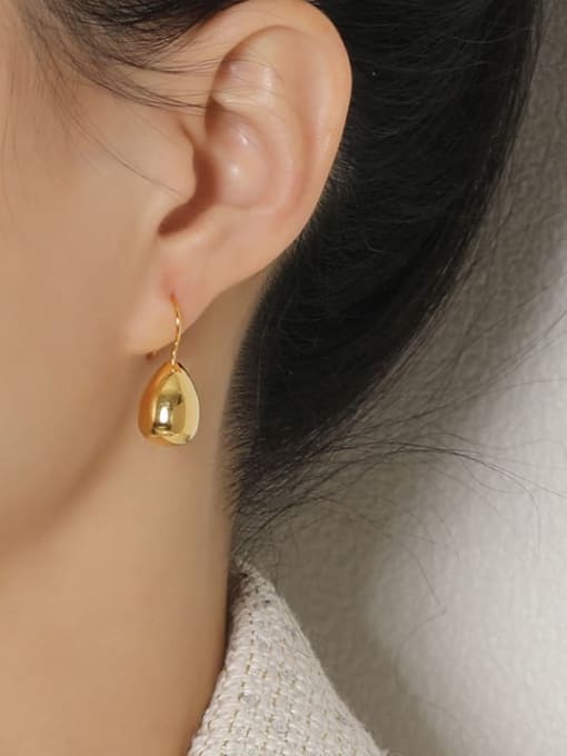 HYACINTH Brass Smooth Water Drop Minimalist Hook Earring 1