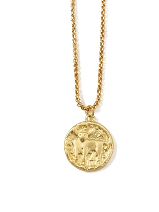 Taurus Brass coin Minimalist Twelve constellations Pendant Necklace