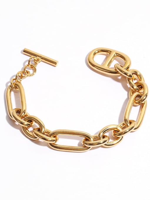 TINGS Brass Hollow Geometric Hip Hop Link Bracelet 0