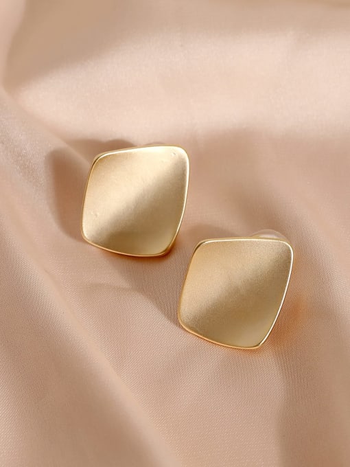 HYACINTH Brass Smooth Square Minimalist Clip Earring 3