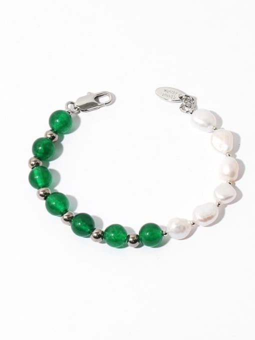 Emerald Bracelet Brass Imitation Pearl Geometric Hip Hop Beaded Bracelet