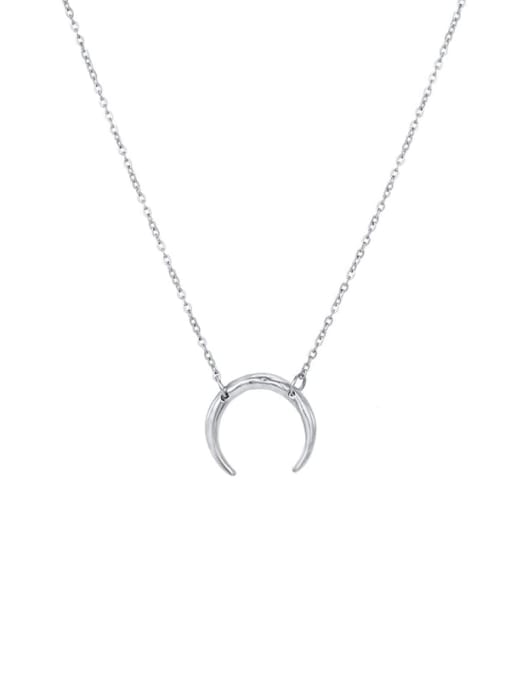 Steel color Stainless steel Moon Minimalist Necklace