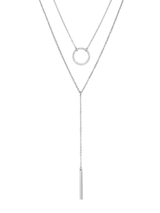 Desoto Stainless steel rectangle Dainty Lariat Necklace 0
