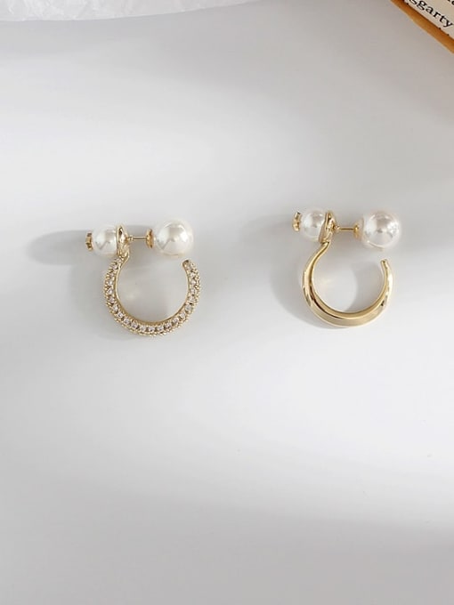 HYACINTH Copper Imitation Pearl Geometric Minimalist Stud Trend Korean Fashion Earring