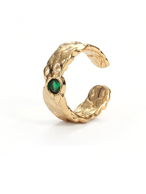 Emerald zircon (non adjustable) Brass Cubic Zirconia Geometric Hip Hop Band Ring
