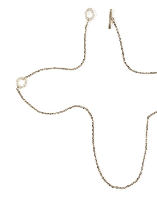 ACCA Brass Freshwater Pearl Geometric Vintage Lariat Necklace 2