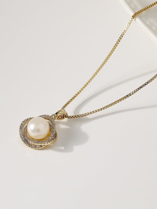 HYACINTH Brass Imitation Pearl Locket Minimalist Trend Korean Fashion Necklace 0