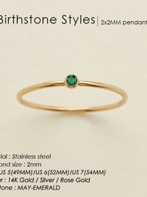 May Green Gold Stainless steel Birthstone Geometric Minimalist Band Ring