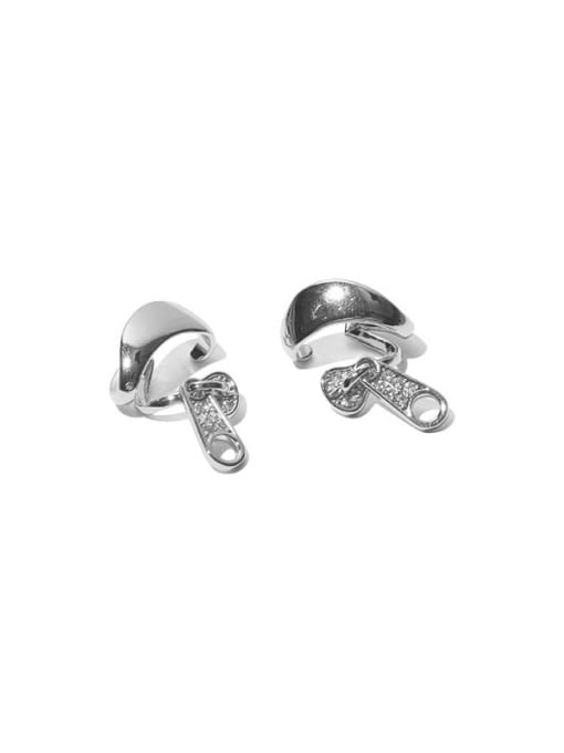 Platinum (left and right) Brass Cubic Zirconia Mushroom Hip Hop Stud Earring