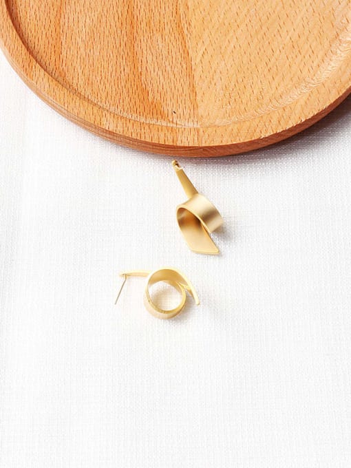 matte gold Copper Smooth Geometric Minimalist Stud Trend Korean Fashion Earring