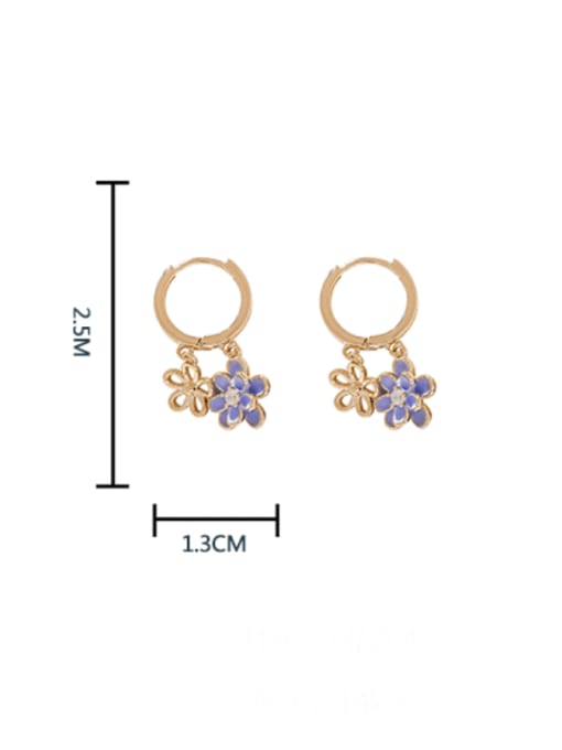 HYACINTH Brass Enamel Flower Minimalist Huggie Earring 3