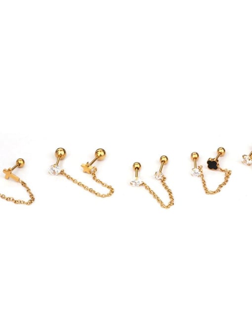 HISON Brass with Cubic Zirconia White Tassel Minimalist Stud Earring 4
