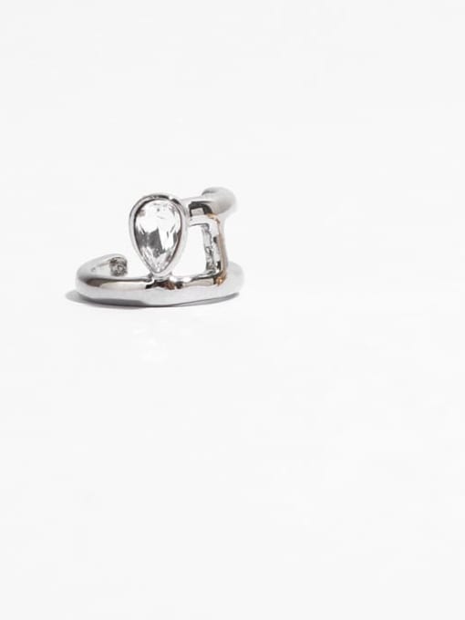 TINGS Brass Cubic Zirconia Water Drop Minimalist Clip Earring(Single) 2