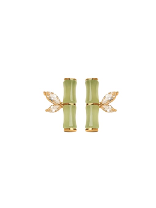 HYACINTH Brass Resin Irregular Cute Bamboo Knot Stud Earring 0