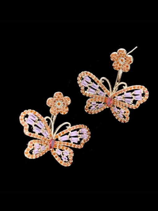 SUUTO Brass Cubic Zirconia Hollow  Butterfly Luxury Stud Earring 0