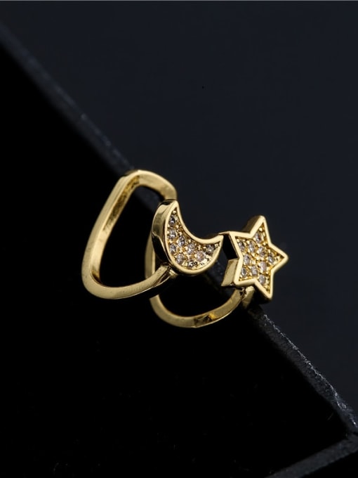 AOG Brass Cubic Zirconia Star Moon Vintage Single Ear clip(Single Only One) 3