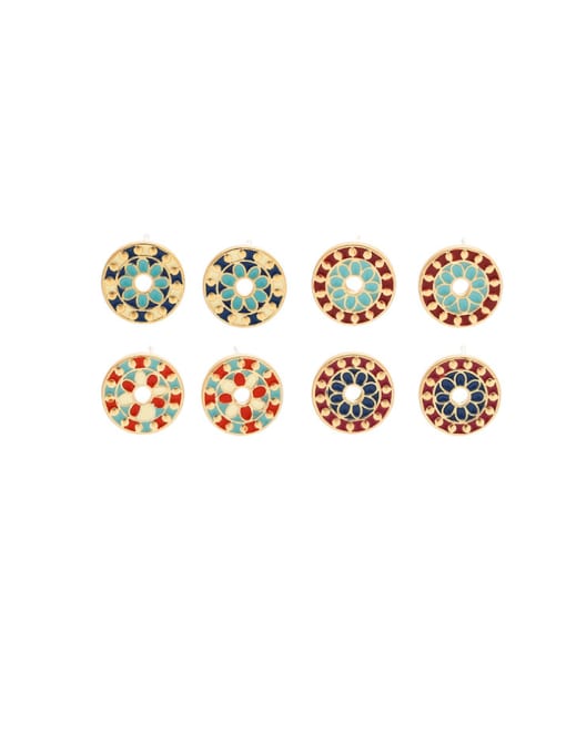 ACCA Brass Enamel Geometric Ethnic Stud Earring 3