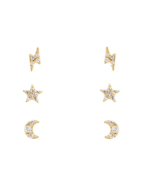 suit Brass Cubic Zirconia Star Minimalist Stud Earring