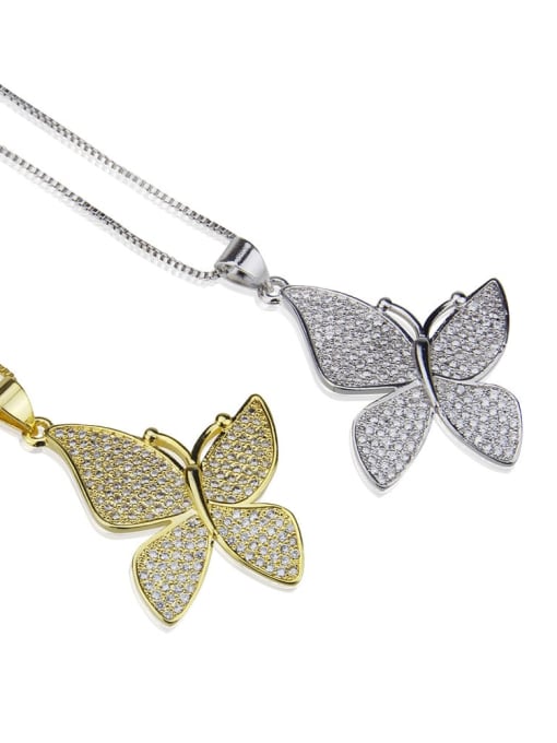 renchi Brass  Cubic Zirconia Butterfly Dainty Necklace 1