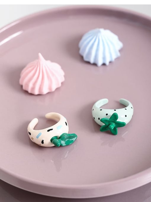 Five Color Brass Enamel Friut Cute Band Ring 2
