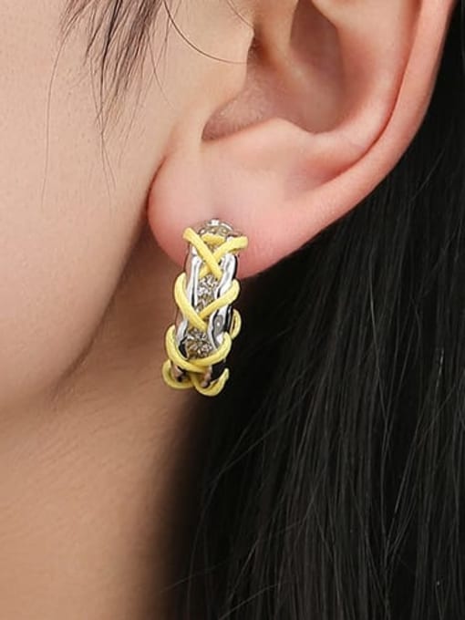TINGS Brass Geometric Minimalist Weave C Shape Stud Earring 1