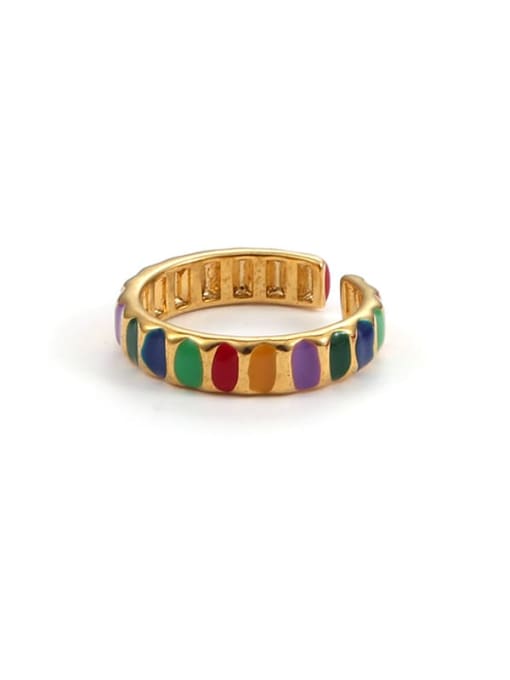 Rainbow ring (adjustable opening) Brass Enamel Geometric Minimalist Band Ring