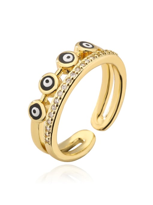 13043 Brass Enamel Cubic Zirconia Evil Eye Trend Band Ring