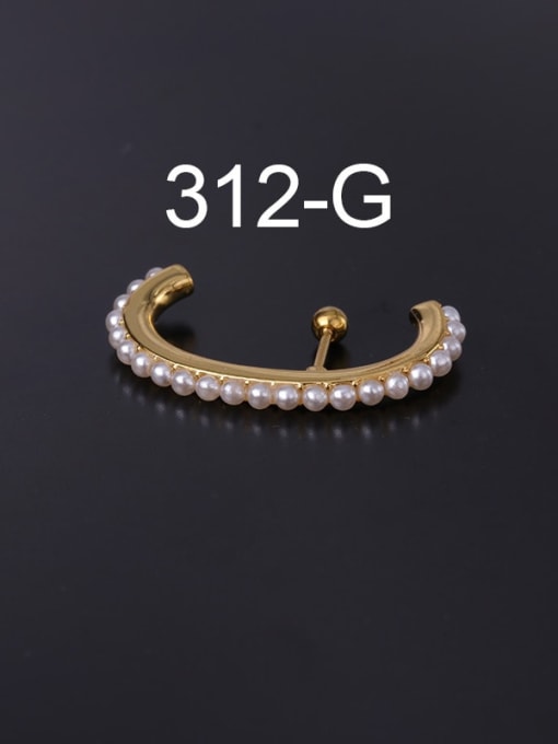 gold（Single） Brass Imitation Pearl Ball Minimalist Single Earring