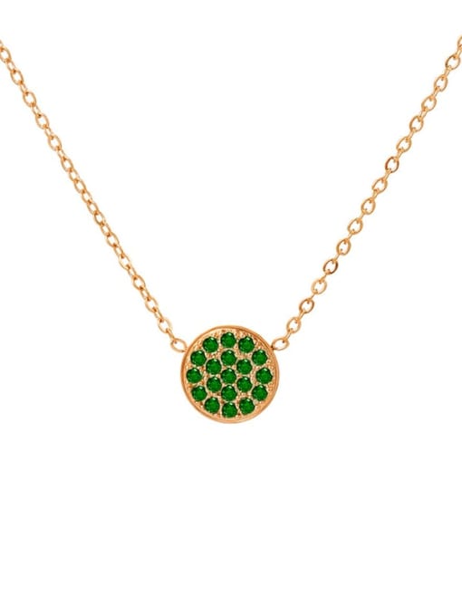 May Green Rose Gold Stainless steel Cubic Zirconia Round Minimalist Necklace