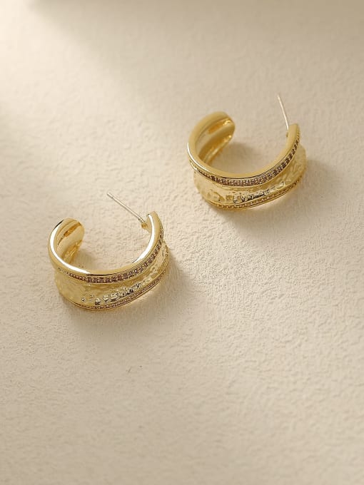 14k Gold Brass Geometric Vintage Stud Trend Korean Fashion Earring