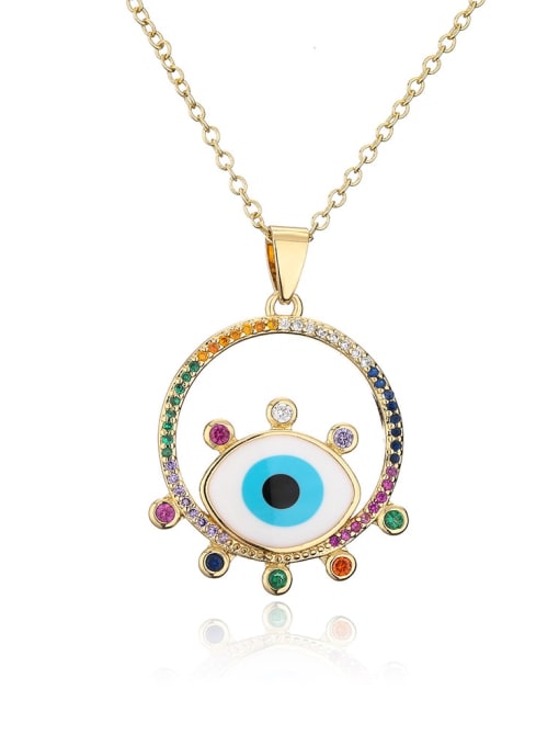 AOG Brass Cubic Zirconia Enamel Eye of Evil  Vintage Heart Pendant  Necklace 2