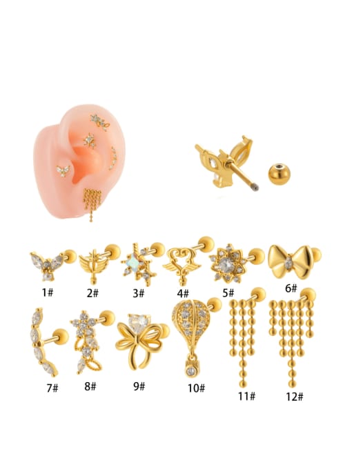 HISON Brass Cubic Zirconia Bowknot Tassel Trend Single Earring 0