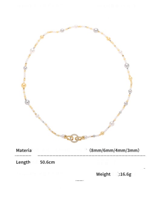 ACCA Brass Imitation Pearl Irregular Minimalist Beaded Necklace 3