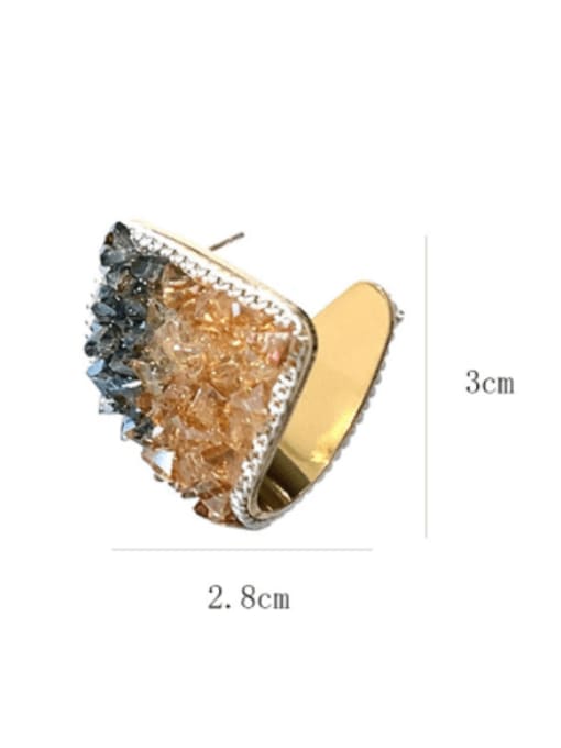 orange Brass Cubic Zirconia Geometric Luxury Stud Earring