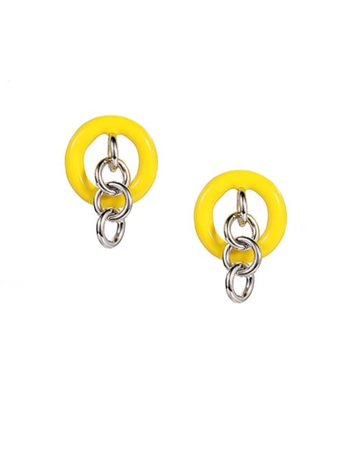 (pre sale) yellow Brass Enamel Geometric Minimalist Chandelier Earring