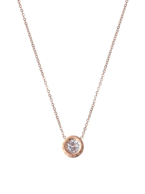 rose gold Stainless steel Round Dainty Necklace