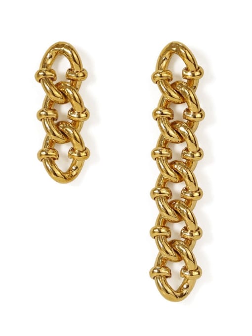 ACCA Brass  Minimalist Asymmetric  Hollow chain  Drop Earring 3