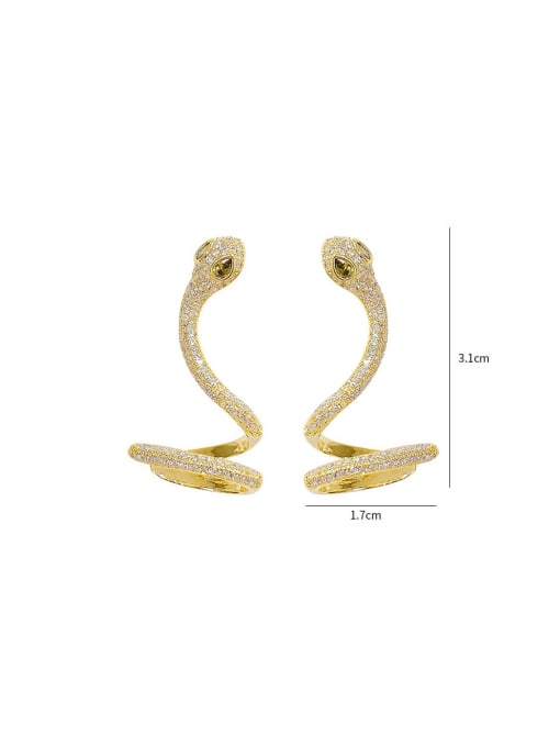 YOUH Brass Cubic Zirconia Snake Statement Stud Earring 2