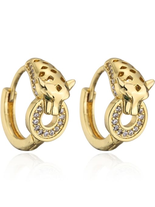 40894 Brass Cubic Zirconia Geometric Vintage Huggie Earring