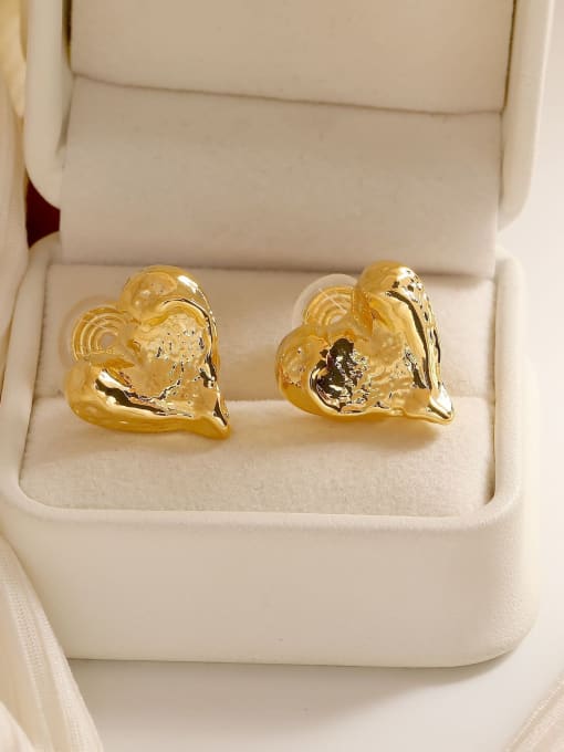 18K gold mosquito coil holder Brass Heart Trend Stud Earring
